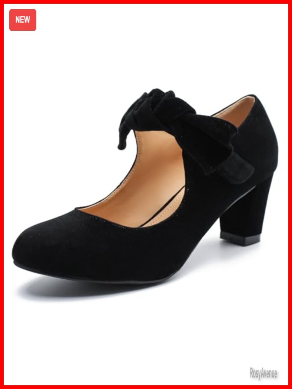 Women's Bow Mary Janes Block Heel Pumps Dress Shoes
